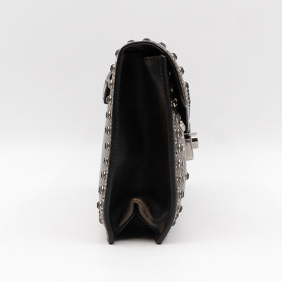 Studded Grommet Clutch Dark Brown Leather