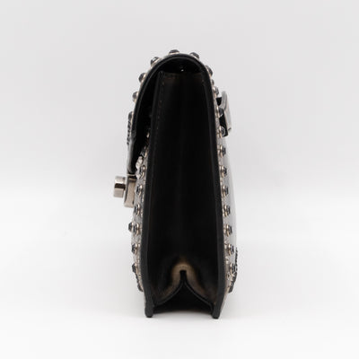 Studded Grommet Clutch Dark Brown Leather