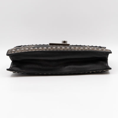 Studded Grommet Clutch Dark Brown Leather