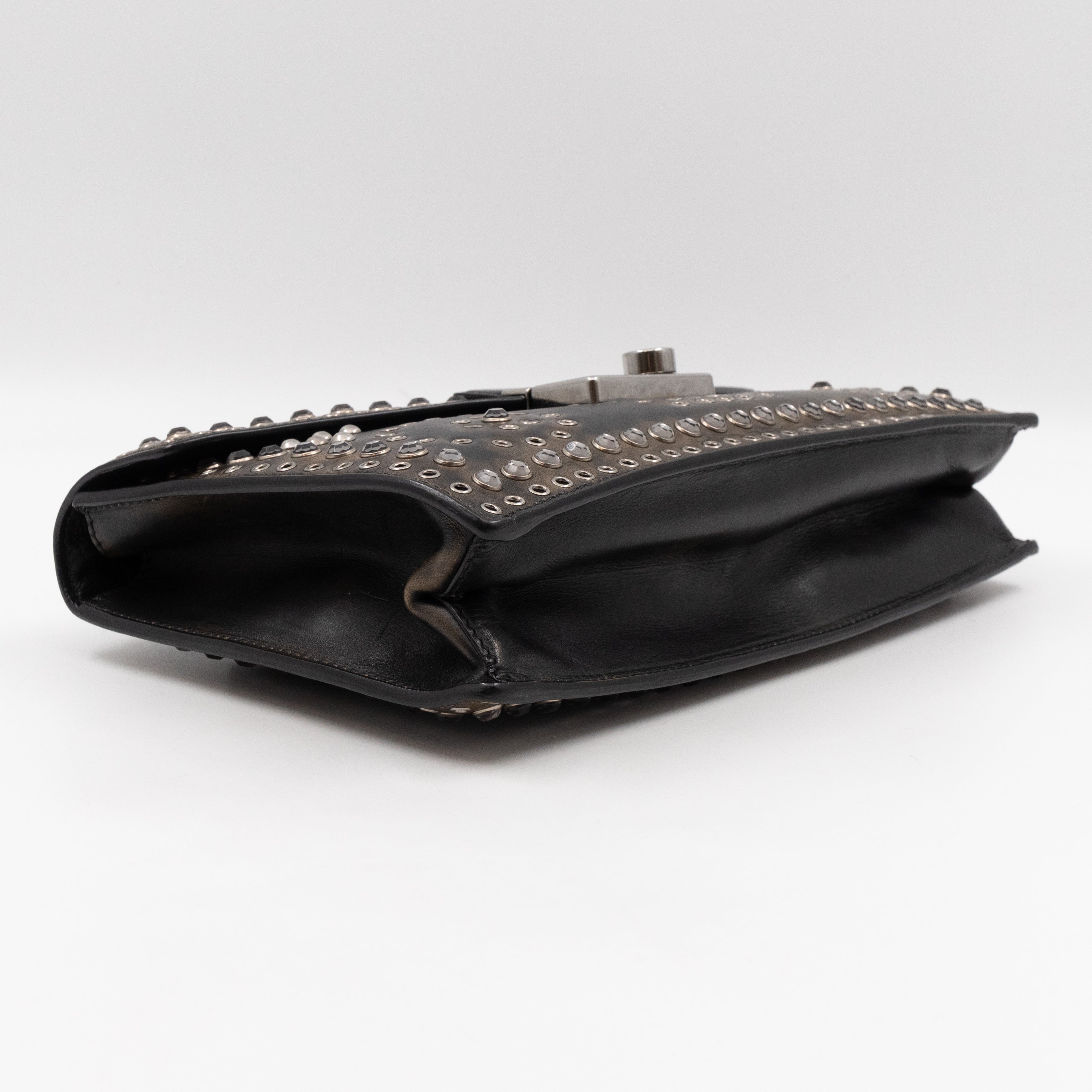 Studded Grommet Clutch Dark Brown Leather