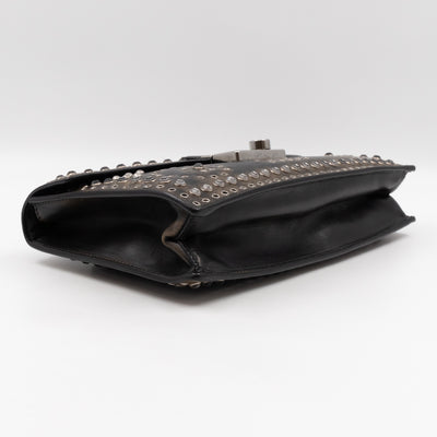 Studded Grommet Clutch Dark Brown Leather
