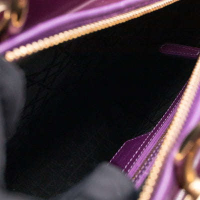 Lady Dior Large Purple Patent Leather