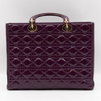 Lady Dior Large Purple Patent Leather