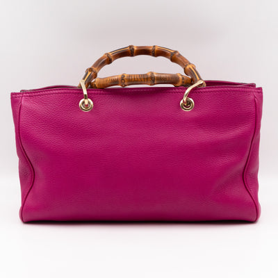 Bamboo Shopper Tote Pink Leather