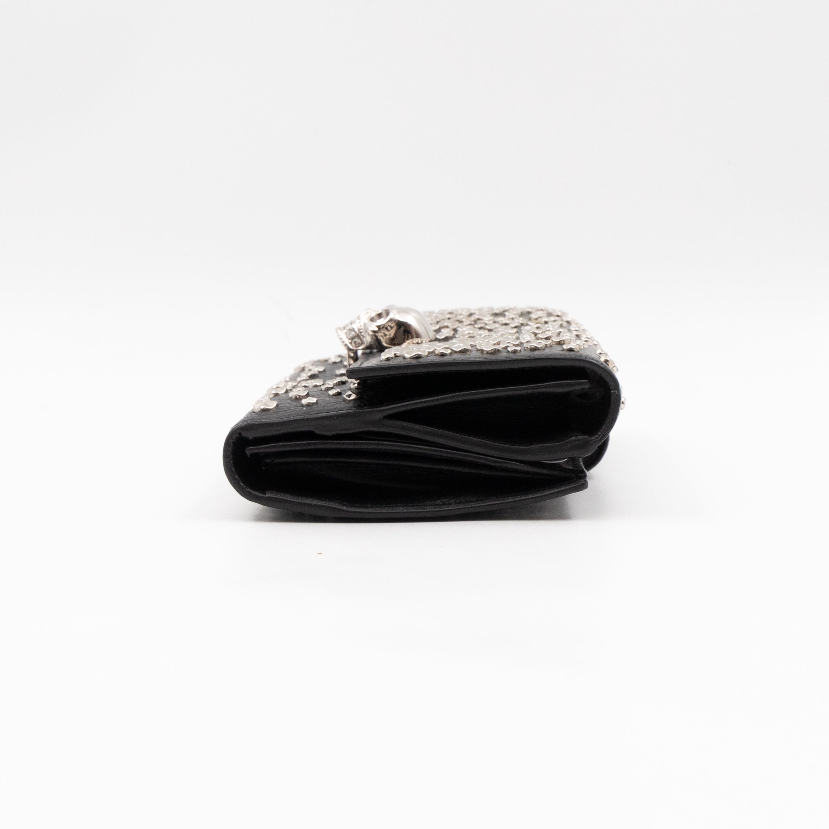 Studded Skull Continental Wallet Black Leather
