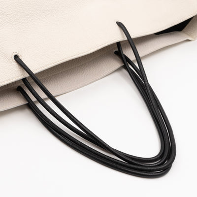 East West Shopper Bag White Leather