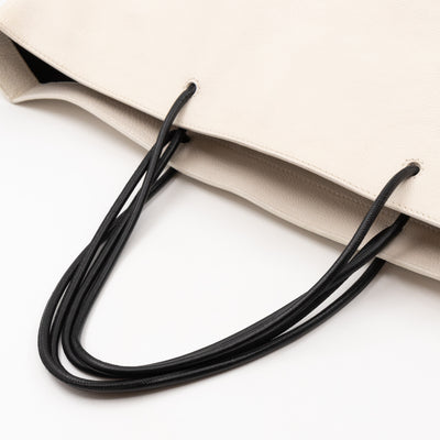East West Shopper Bag White Leather