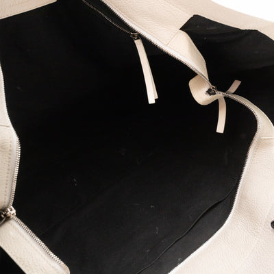 East West Shopper Bag White Leather
