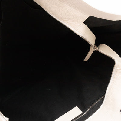 East West Shopper Bag White Leather