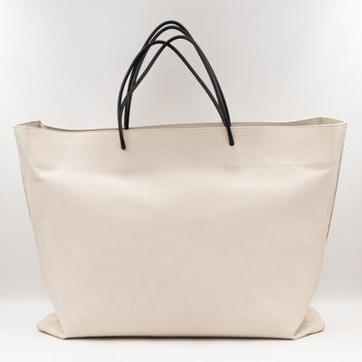 East West Shopper Bag White Leather