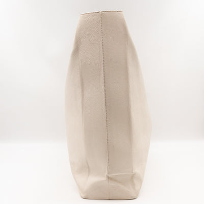East West Shopper Bag White Leather