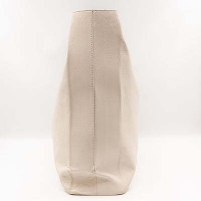 East West Shopper Bag White Leather