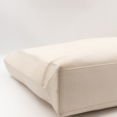 East West Shopper Bag White Leather