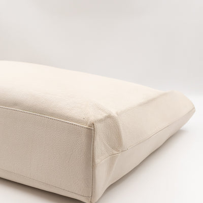 East West Shopper Bag White Leather