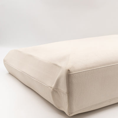 East West Shopper Bag White Leather