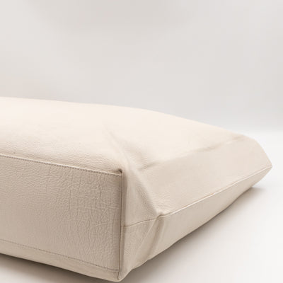 East West Shopper Bag White Leather