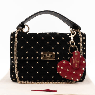 Rockstud Spike Medium Shoulder Bag Black Velvet
