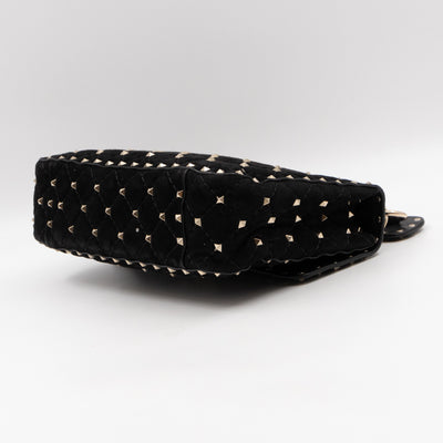 Rockstud Spike Medium Shoulder Bag Black Velvet
