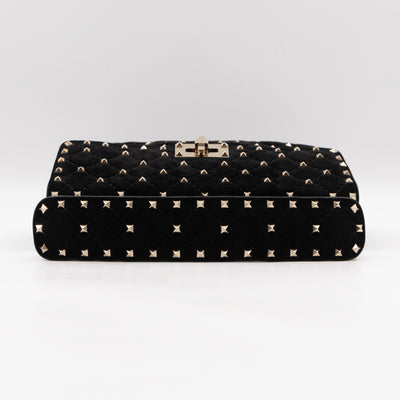 Rockstud Spike Medium Shoulder Bag Black Velvet