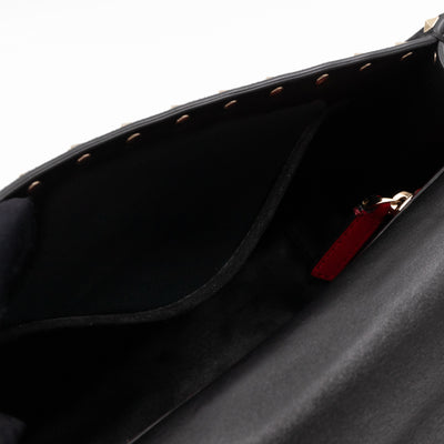 Rockstud Spike Medium Shoulder Bag Black Velvet