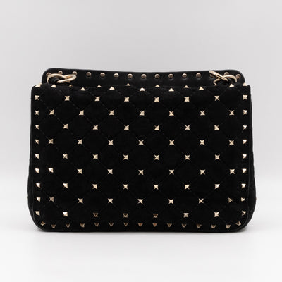 Rockstud Spike Medium Shoulder Bag Black Velvet