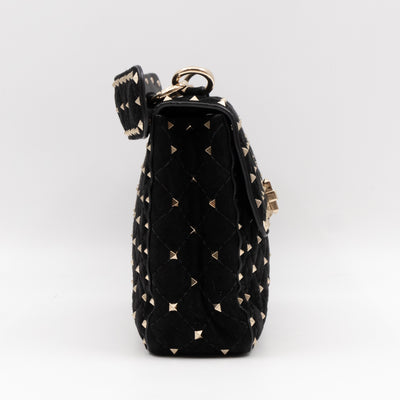 Rockstud Spike Medium Shoulder Bag Black Velvet