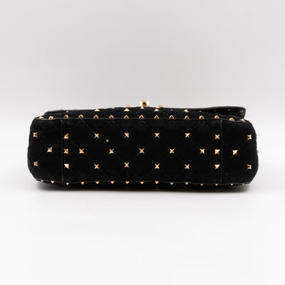 Rockstud Spike Medium Shoulder Bag Black Velvet