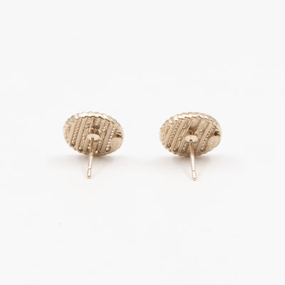 Small CC Button Earrings Pink Light Gold