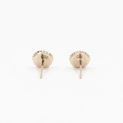 Mini CC Button Earrings Pink Light Gold