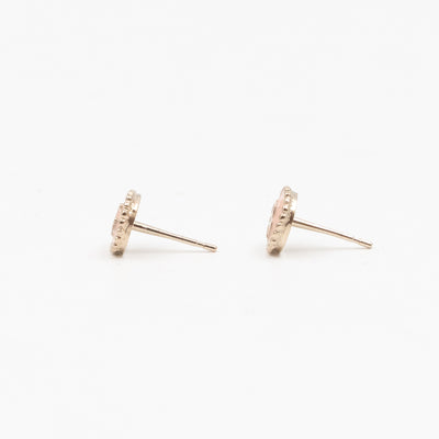 Mini CC Button Earrings Pink Light Gold