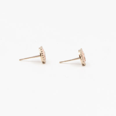 Mini CC Button Earrings Pink Light Gold