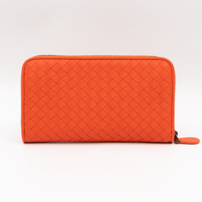 Zip Around Long Wallet Intrecciato Orange