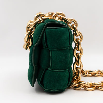 Chain Cassette Bag Green Suede & Gold