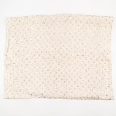 Monogram So Glitter Stole Scarf Ivory Gold