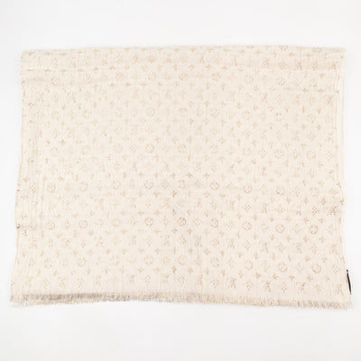 Monogram So Glitter Stole Scarf Ivory Gold