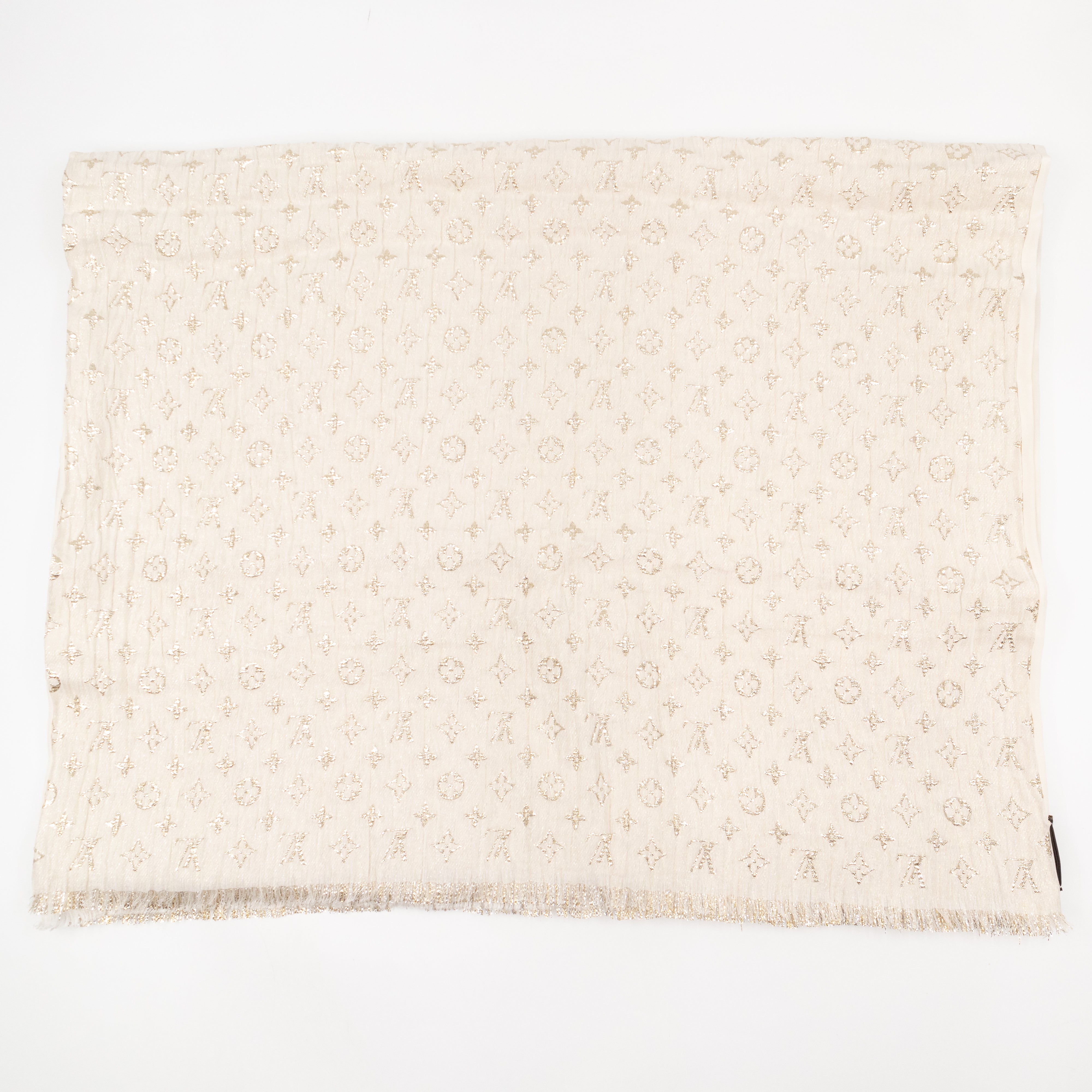 Monogram So Glitter Stole Scarf Ivory Gold
