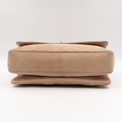 Mademoiselle Flap Shoulder Bag Choco Bar Beige Suede