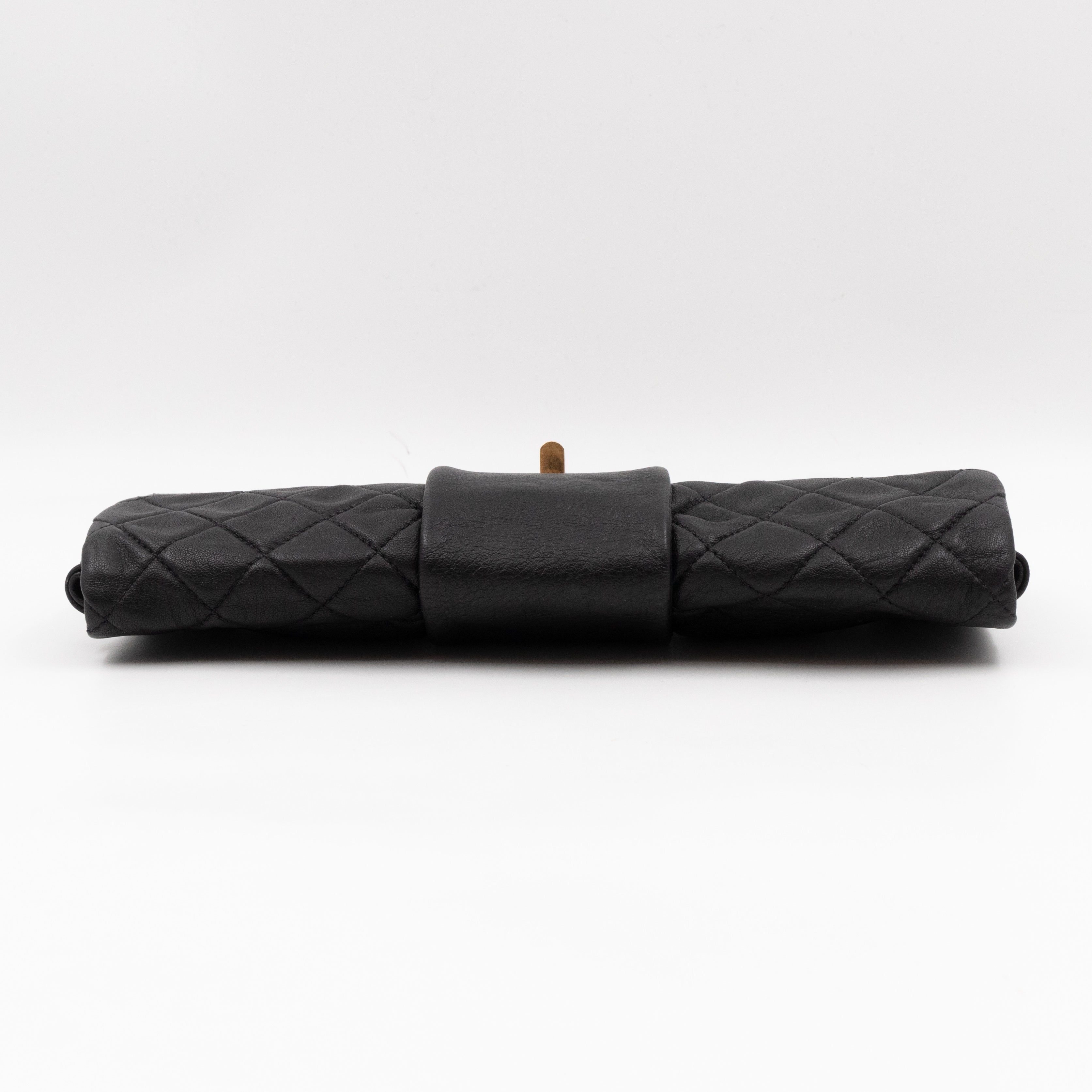 Mademoiselle Flap Clutch Black Leather