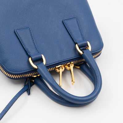 Promenade Mini Blue Saffiano Leather