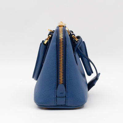Promenade Mini Blue Saffiano Leather