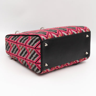 Lady Dior Medium Sequins Pink Black Patent Leather