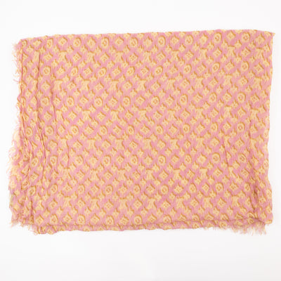 Etol Monogram Ikat Pink & Yellow Cashmere Silk Scarf