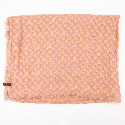 Etol Monogram Ikat Pink & Yellow Cashmere Silk Scarf