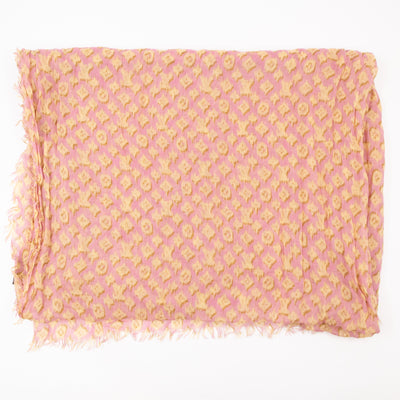 Etol Monogram Ikat Pink & Yellow Cashmere Silk Scarf