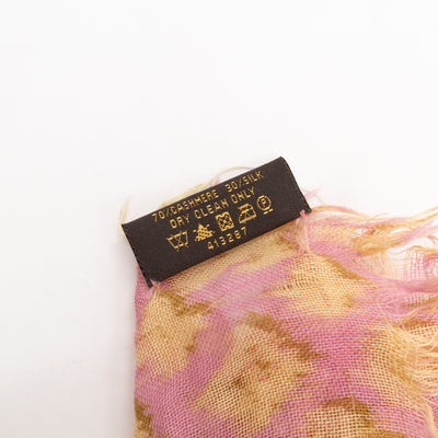 Etol Monogram Ikat Pink & Yellow Cashmere Silk Scarf