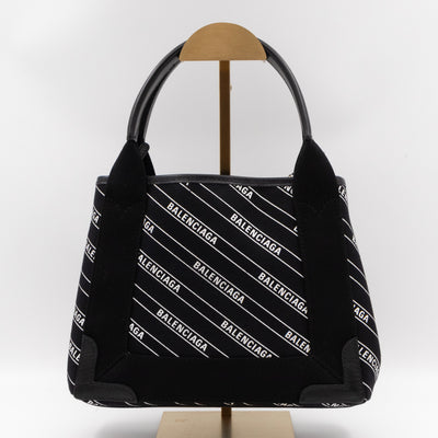 Navy Cabas XS Black Cotton Canvas