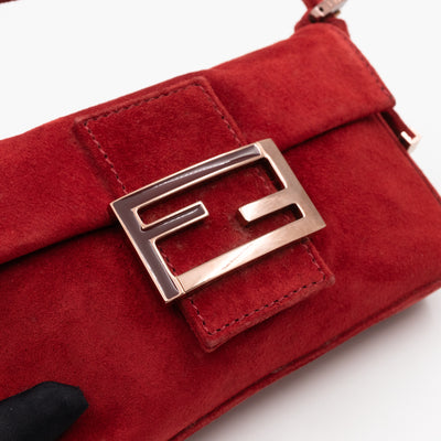 Mini Mamma Baguette Red Suede Leather
