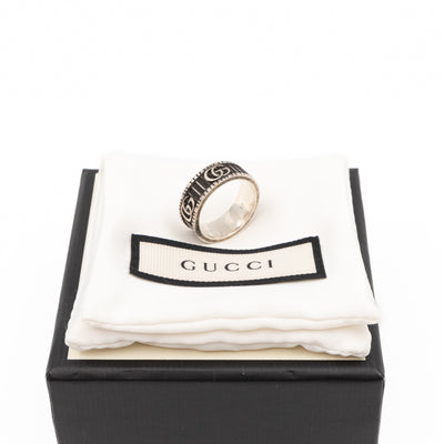 Double G Logo Ring Silver