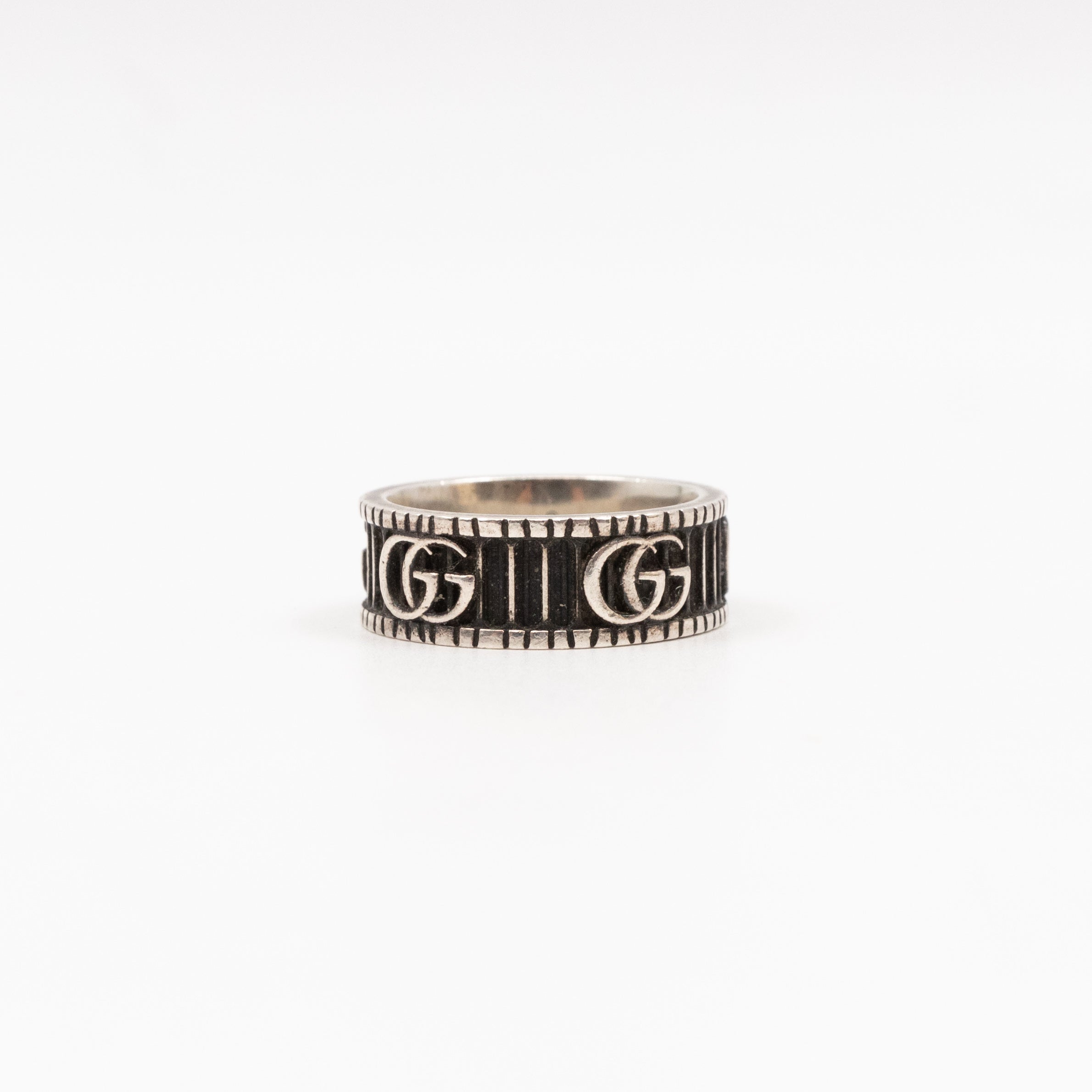 Double G Logo Ring Silver
