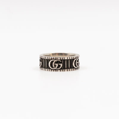 Double G Logo Ring Silver